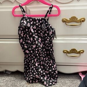 Girls' Black & Pink Floral Romper - children’s place